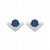 Boucles d'oreilles en V 9mm Larg.6mm Argent rhodié Oxyde de zirconium Pierre de synthèse Bleu