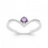 Bague Argent rhodié Oxyde de zirconium Pierre de synthèse Violet