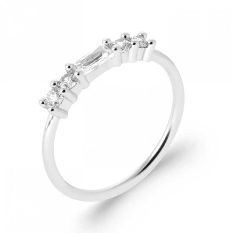 Bague Jarretière Argent rhodié Oxyde de zirconium