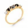 Bague Agate Noire Pierre Bleu de Synthèse Plaqué or 750/000 Oxyde de zirconium