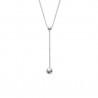 Collier Cravate Boule Chainette Pendante 33mm Argent Rhodié - Femme - 42cm