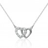 Collier double Cœur 15mm Argent Rhodié - Oxyde de Zirconium - 42cm