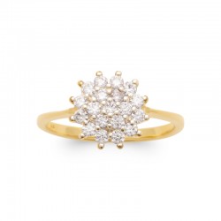 Bague Marguerite chou Plaqué Or Oxydes de zirconium