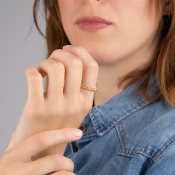 Bague Demi Alliance couronne fine Oxyde de Zirconium Plaqué Or