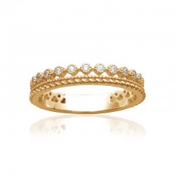 Bague Demi Alliance couronne fine Oxyde de Zirconium Plaqué Or