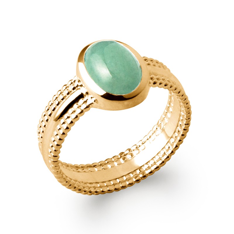 Bague Aventurine pierre verte Plaqué Or Femme