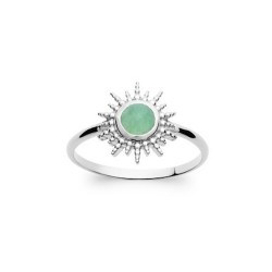 Bague Soleil Aventurine verte Argent Rhodié - Femme
