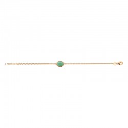 Bracelet cabochon pierre verte aventurine Plaqué Or - Femme - 18cm