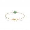 Bracelet cabochon pierre verte aventurine Plaqué Or - Femme - 18cm