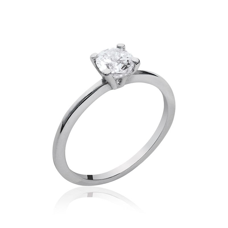 Bague de fiançailles fine solitaire Oxyde de Zirconium 6mm