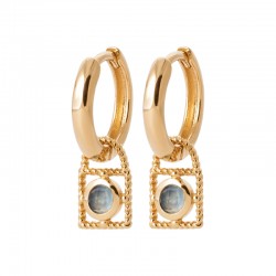 Breloques pour créoles Mix and Match cadenas Agate bleue Plaqué or