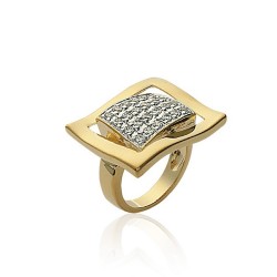 Bague Chaton Carré Oxydes...