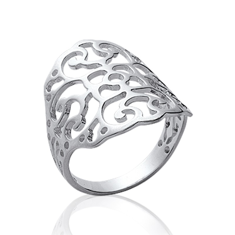 Bague celtique dentelle 18mm Argent Rhodié Femme