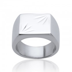 Chevalière Feuillage Acier...