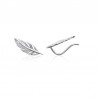 Boucles d'oreilles plumes Contour de Lobes grimpantes Argent Rhodié - Femme