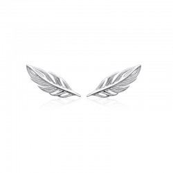 Boucles d'oreilles plumes Contour de Lobes grimpantes Argent Rhodié - Femme