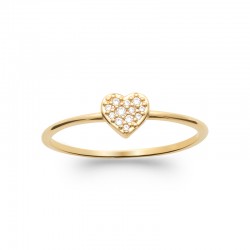 Bague fine Coeur brillant Plaqué or Oxydes de zirconium
