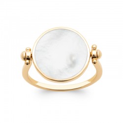 Bague Réversible Gravable Nacre Plaqué Or- Femme