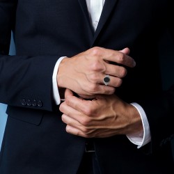 Chevalière Agate noire Homme Argent Quantum 925