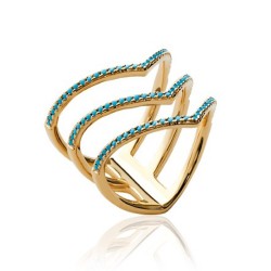 Bague triple anneau en V...