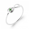 Bague Infini Argent rhodié Pierre verte de synthèse