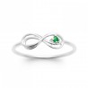 Bague Infini Argent rhodié Pierre verte de synthèse