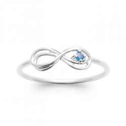 Bague Infini Argent rhodié Pierre bleue de synthèse