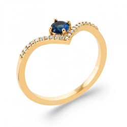 Bague en V Solitaire Pierre...