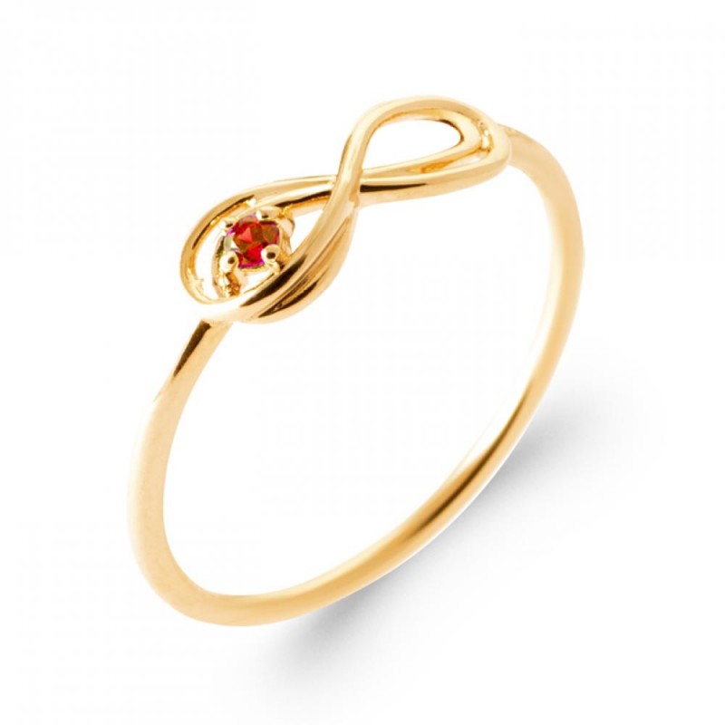 Bague Infini Pierre rouge de synthèse Plaqué or 750/000