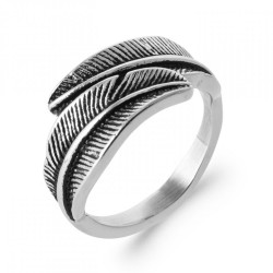 Bague Feuille Nature Acier...