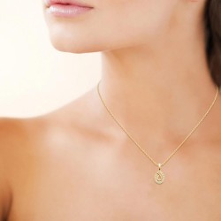 Collier Oxyde de zirconium Plaqué or 750/000 45cm