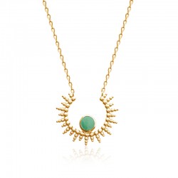 Collier soleil pierre verte...