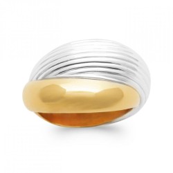Bague Dôme Strié Plaqué or 750/000 Bicolore