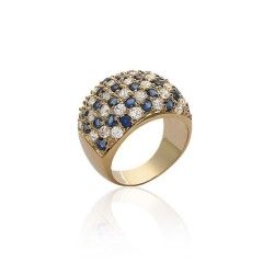 Bague Dôme damier Oxydes de...