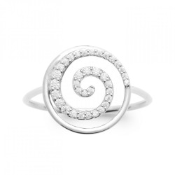 Bague Spirale Argent rhodié Oxyde de zirconium