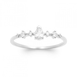 Bague Solitaire Goutte Argent rhodié Oxyde de zirconium