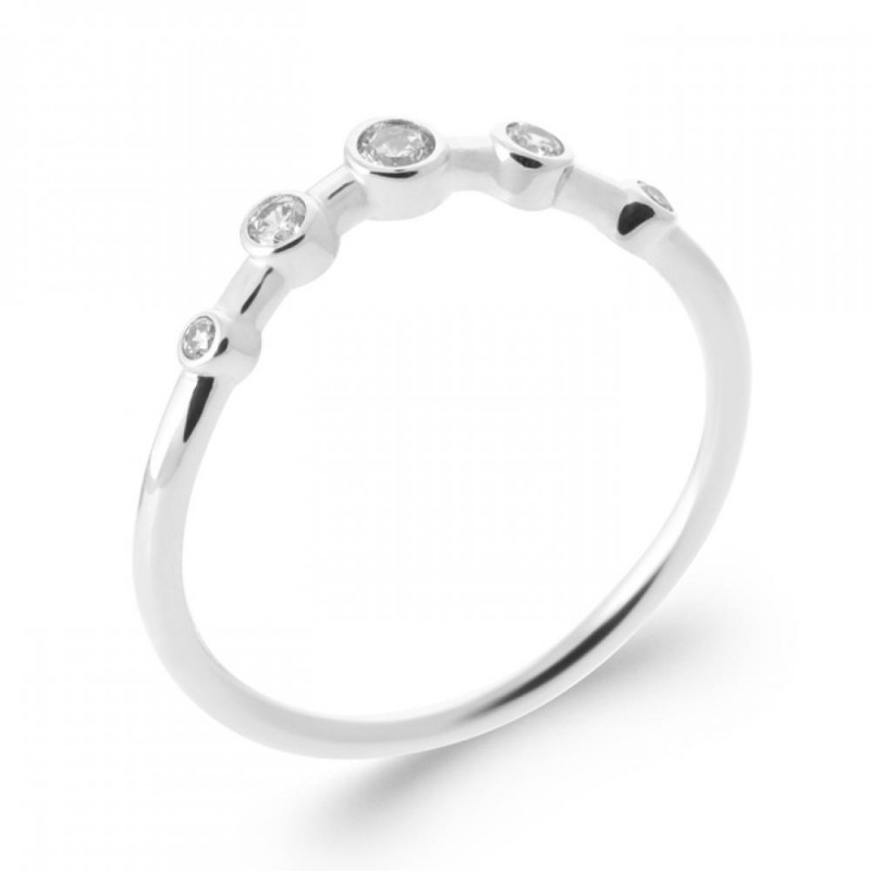 Bague incurvée Argent rhodié Oxyde de zirconium