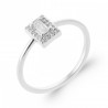 Bague Solitaire Rectangle Argent rhodié Oxyde de zirconium