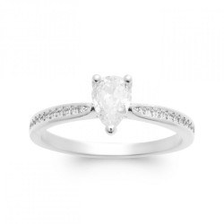 Bague Solitaire Goutte Argent rhodié Oxyde de zirconium