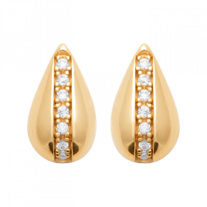 Boucles d'oreilles Puces Goutte Plaqué or 750/000 Oxyde de zirconium