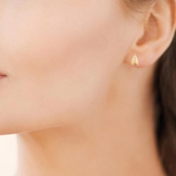 Boucles d'oreilles Puces Goutte Plaqué or 750/000 Oxyde de zirconium