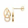Boucles d'oreilles Puces Pendantes Infini Plaqué or 750/000 Oxyde de zirconium