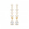 Boucles d'oreilles Puces Pendantes Chaînette Plaqué or 750/000  Oxyde de zirconium
