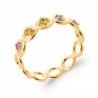 Bague Anneaux Ajourés Pierre Multicolore de synthèse Plaqué or 750/000