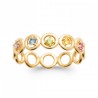 Bague Anneaux Ajourés Pierre Multicolore de synthèse Plaqué or 750/000