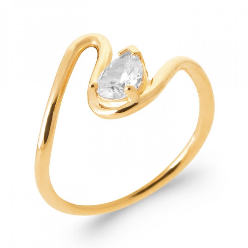 Bague Vague Plaqué or 750/000 Oxyde de zirconium