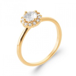 Bague Solitaire Halo Plaqué...
