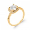 Bague Solitaire encadré épaulé d'  Oxyde de zirconium Plaqué or 750/000
