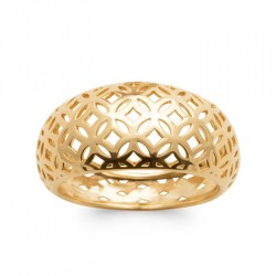 Bague Dentelle Bombée Dôme Ajourée Plaqué or 750/000