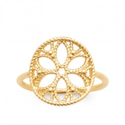 Bague Fleur Torsadée Ajourée Plaqué or 750/000